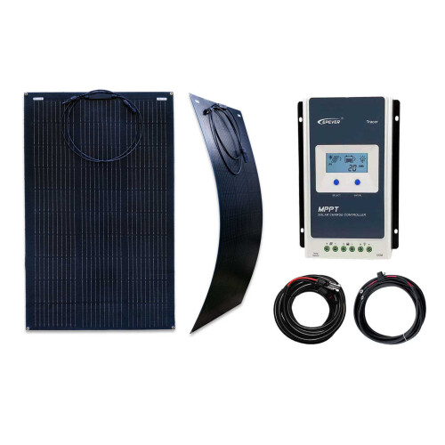 Lowenergie 100w Black Flexible Solar Panel Charging Kit Caravan MPPT Charger Controller K4