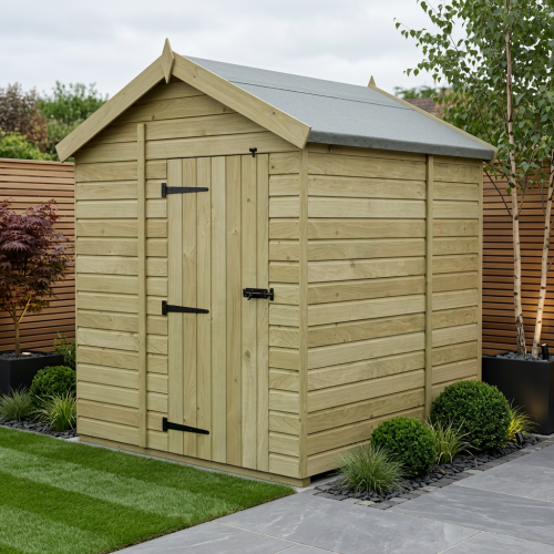 6 x 7 Apex Shed Tanalised Single Door, No Windows)