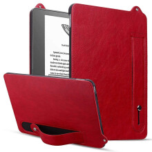 (Multicolor, Red) For Kindle Scribe 2024 2022 Hand Strap Kickstand Leather Cover Red