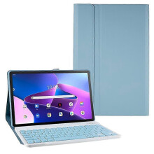 (Blue) For Lenovo Tab M10 Plus 3rd Gen / Xiaoxin Pad 2022 10.6in PU Stand Case w/ BT Keyboard