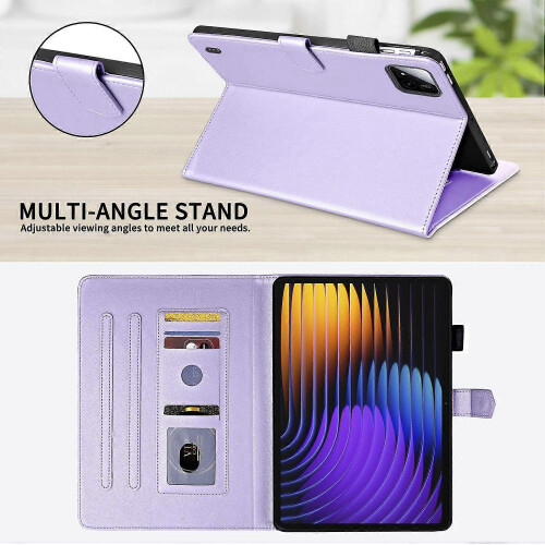 (Purple) Leather Tablet Case For Xiaomi Pad 7 / 7 Pro 2