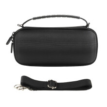 (Inner black) Shockproof Water Resistant Flip 7 Speaker Pouch Cover with Zipper Closures Carabiner Black