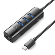 (30cm, Type C) 4-Port USB 3.0 Hub 5 Gbit/s Multiport Tragbarer Reiseadapter für Laptop/PC