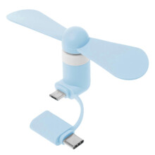 (Blue) Ventilateur de refroidissement miniature 2 en 1 Type C Micro USB pour smartphone HTC USB-C (bleu)