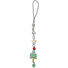 (Green) Elegante cinturino per cellulare natalizio con ciondolo a forma di albero, accessorio per zaino, festa, quotidiano, verde