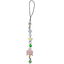 (Pink) Elegante cinturino per cellulare natalizio con ciondolo a forma di albero, accessorio per zaino, festa, quotidiano, verde