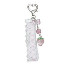 (Type A) Elegante ciondolo per cellulare con nastro e perline, decorato con una farfalla.