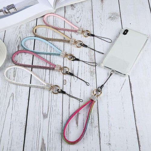 (Colorful) Universal Phone Flash Diamond Short Lanyard 2