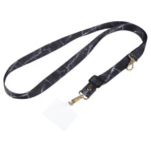 (Black Marble) Justerbar crossbody bred lang telefonsnor