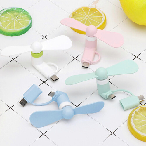 (Pink) 2 in 1 Type C Micro USB Mini Fan Cooler for HTC USB-C Smartphone Cooling Fan Blue 1