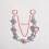 (Red) Braccialetto con ciondolo e cordino per cellulare con perline viola e strass. 3
