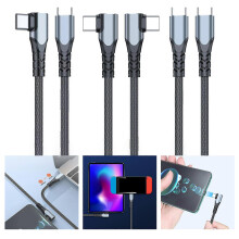 (0.25m, Double straight head) Kabel USB C do USB C, szybki do ładowania telefonów i laptopów, kątowy, 90 stopni