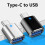 (Glod) USB C Male to USB Female Adapter Data Transfer Charging Laptops Tablets Black 2