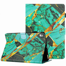 (Gold Green, For Samsung Galaxy Tab S6 Lite P610) Étui pour tablette en cuir élégant avec surpiqûres à motif marbre