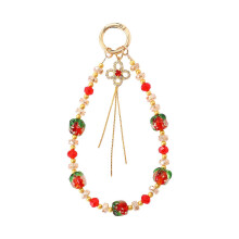 (red) Elegante portachiavi con perline fatto a mano, cordino per cellulare, gioiello arancione