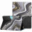 (Black Gold, For Samsung Galaxy Tab A9) Marble Pattern Stitching Smart Leather Tablet Case 1