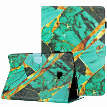(Gold Green, For Samsung Galaxy Tab A 10.1 T580) Smart nettbrettdeksel i skinn med marmormønster og søm