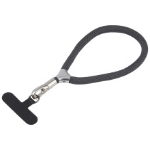 (Charcoal Grey) Cinturino corto da polso anti-smarrimento per cellulare con fibbia regolabile in argento da 8 mm.