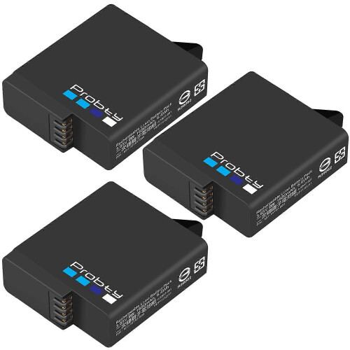 (3 pcs Battery) Originalakku oder Dreifachladegerät für GoPro Hero 7, 6, 5 Schwarz