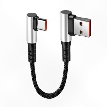(0.5m, double elbow) Kabel USB-C do USB-A 90, krótki, szybkie ładowanie, przesyłanie danych, smartfony, tablety