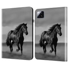 (Multicolor, Black Horse) For Xiaomi Pad 6S Pro 12.4 Leather Case Pattern Printed Stand Tablet Cover - Maple Leaf