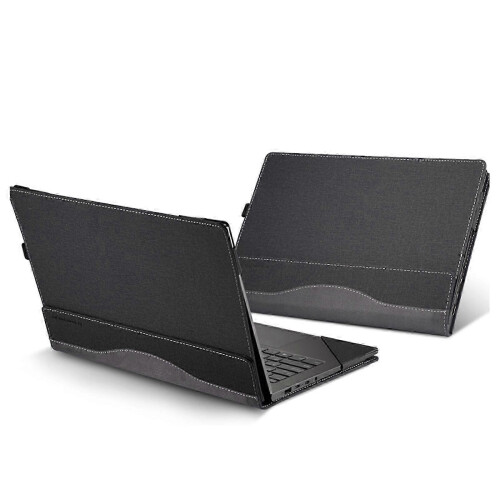 (Black, For HP Pavilion 14-ey) Leather Laptop Shockproof Protective Case