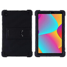(Black) TCL Tab 8 4G nettbrettdeksel med justerbart stativ, fallsikkert silikonbeskyttelsesdeksel