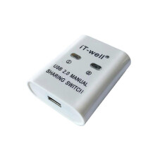 (White) Commutateur/répartiteur USB IT-Well 2 entrées/1 sortie pour imprimante et 2 ordinateurs