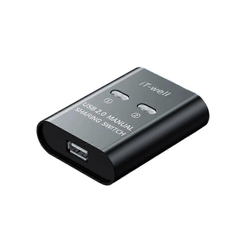 (Black) IT-Well USB 2-in-1-out Printer Switch Splitter for 2 Computers