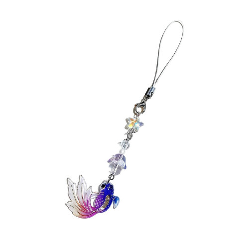 (Purple) Artistic Goldfish Chain Pendant Multi Acrylic Craft Accessory for Electronics Purses Blue