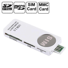 (White) Ny USB universalkortleser støtter SD MMC SIM TF-kort
