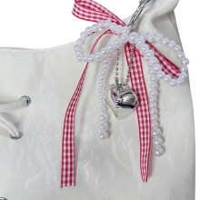 (Pearl bow without ap) Portachiavi con grazioso fiocco e perle per feste e appuntamenti, multicolore.