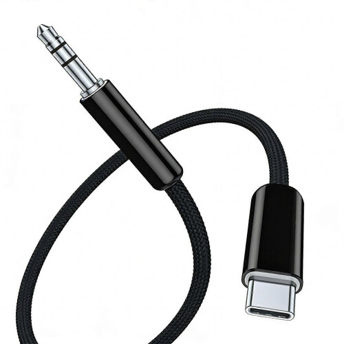 (Black) USB C to 3.5mm Headphone Adapter Cable High Performance Audio Black