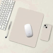 (Beige, 21X25cm) Tappetino per mouse impermeabile in pelle antiscivolo, tinta unita, modello 2025