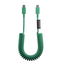 (Green) Kabel USB-C do USB-C 60 W spiralny 1,2 m z serii POP do szybkiego ładowania