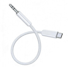 (White) USB C to 3.5mm Headphone Adapter Cable High Performance Audio Black