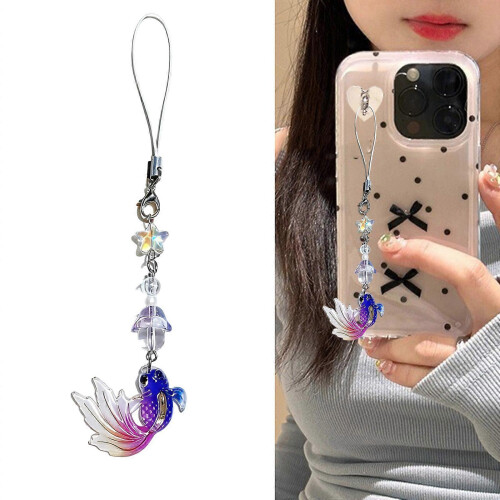 (Pink) Artistic Goldfish Chain Pendant Multi Acrylic Craft Accessory for Electronics Purses Blue 1