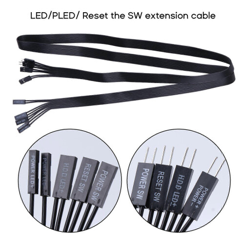 (50CM) Mobo Switch HDD SSD LED PLED PWR RST Ext Cable 20/30/50/100cm 1