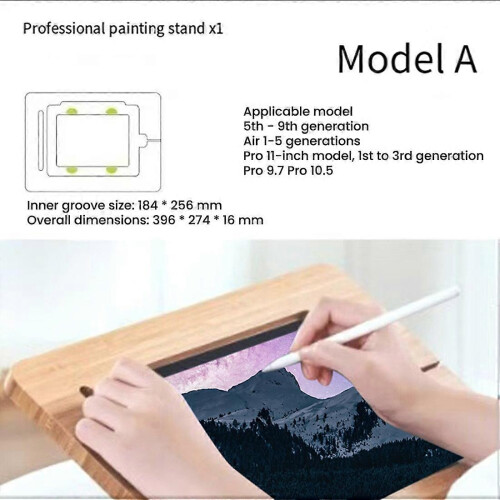 (A) Adjustable Bamboo Stand Multi-Angle Foldable for Drawing Compatible 11inch 12.9inch 1