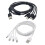 (White) Nylon Braided USB-C Splitter Cable with 4 Type-C Male Fast Charging Black 2