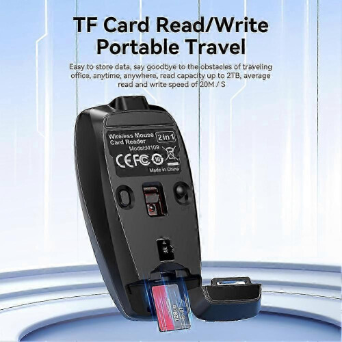 (Gray, A) Wireless Bluetooth Mini Mouse Rechargeable Card Reader for Tablet Notebook Office Travel A 2