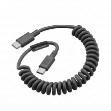 (Black) Kabel USB-C do USB-C 60 W spiralny 1,2 m z serii POP do szybkiego ładowania