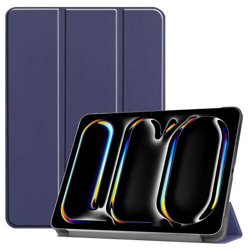 (Multicolor, Blue) For iPad Pro 11 (2024) PC+PU Auto Wake Sleep Case with Tri-fold Stand - Red