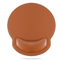 (Brown) Tappetino per mouse da ufficio in similpelle PU con poggiapolsi e gel antiscivolo