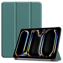 (Multicolor, Blackish Green) For iPad Pro 11 (2024) PC+PU Auto Wake Sleep Case with Tri-fold Stand - Red