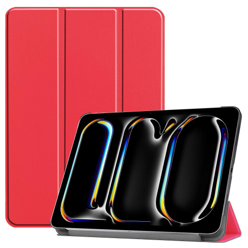 (Multicolor, Red) For iPad Pro 11 (2024) PC+PU Auto Wake Sleep Case with Tri-fold Stand - Red