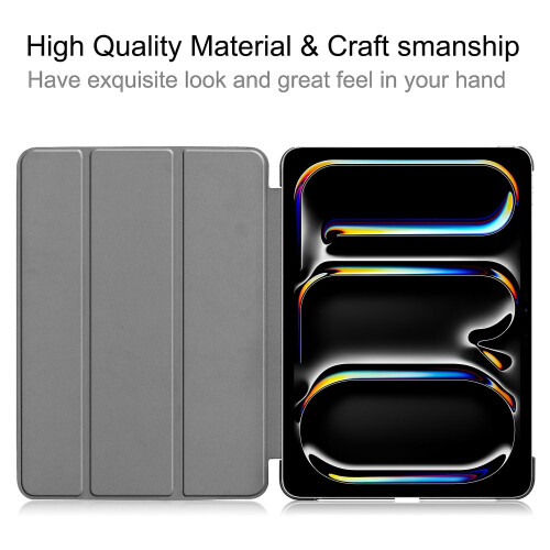 (Multicolor, Grey) For iPad Pro 11 (2024) PC+PU Auto Wake Sleep Case with Tri-fold Stand - Red 1