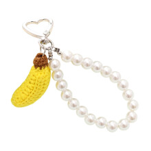 (banana) Portachiavi/ciondolo per cellulare multicolore lavorato all'uncinetto, anti-caduta, per borse di dispositivi elettronici.