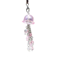 (Pink) Pink Acrylic Jellyfish Keychain Phone Strap Chain Bag Purse Pendant