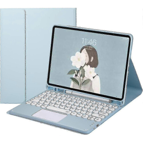 (Blue) Touchpad Keyboard for Galaxy Tab S9+ 12.4 2023 Bluetooth